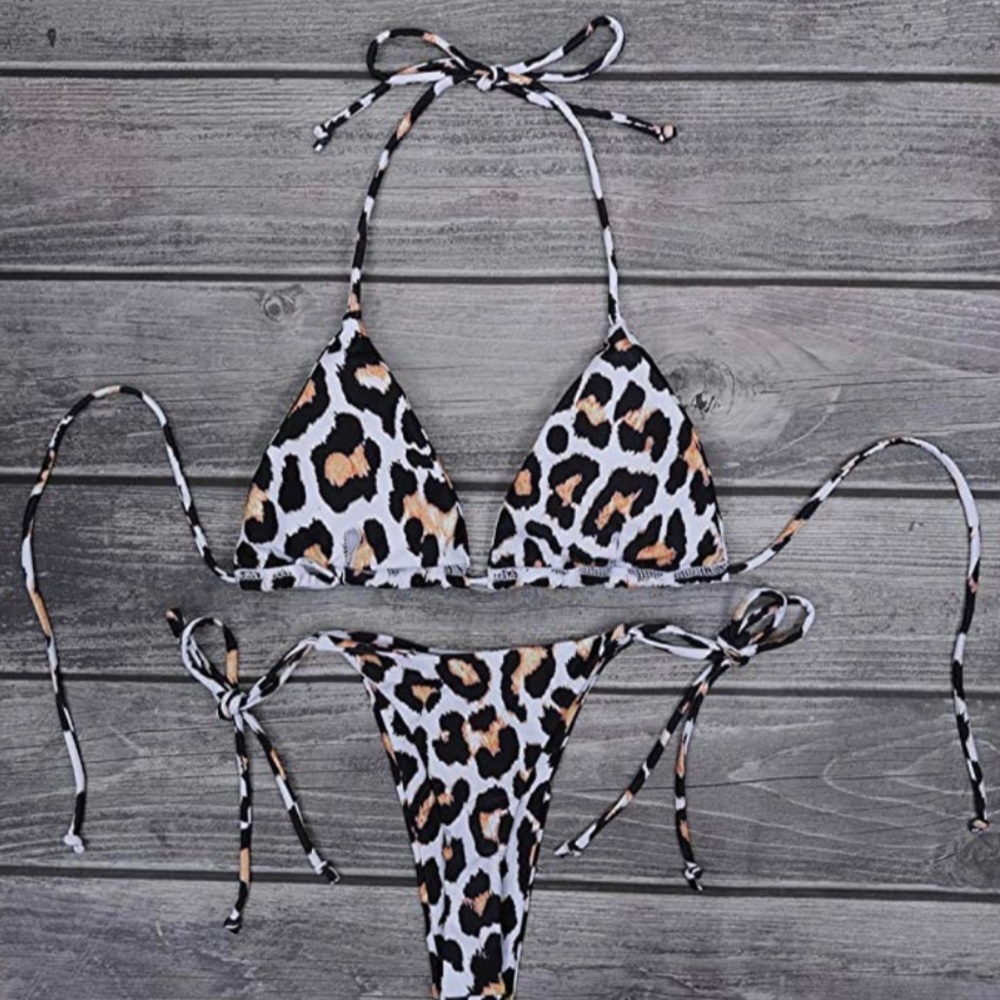 Leopard Print String Thong Bikini